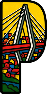 Letra P ilustrada con el Viaducto César Gaviria Trujillo
